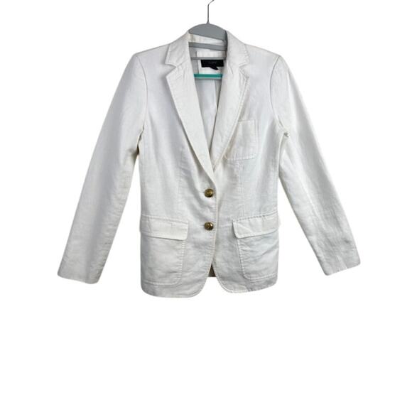 J.Crew Jackets & Blazers - J.Crew-Women's White Linen Blend Blazer Single-Breasted (Rhodes)